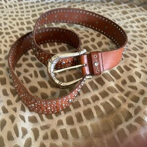 Lucky Brand leather rhinestone belt W Medium with some wear.